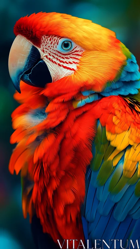 Scarlet storyteller macaw blazing in tropical neon plumage.