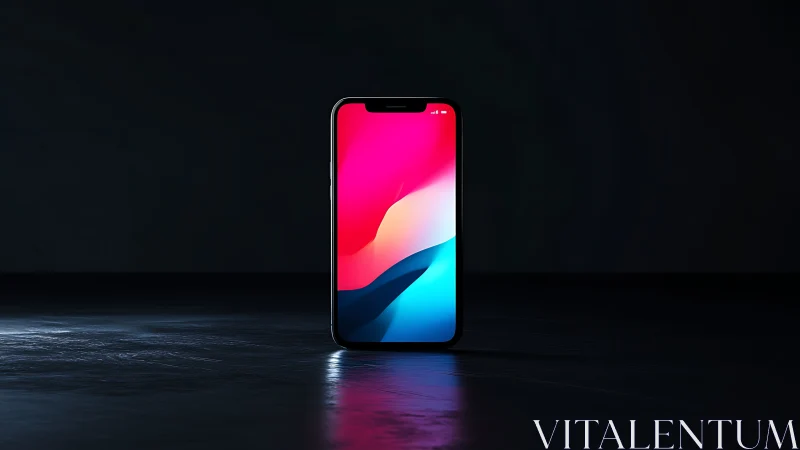Modern smartphone displaying vibrant gradient wallpaper on dark background