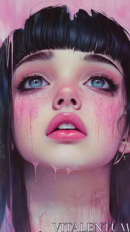 Cotton candy tears glide down a neon daydreamer&rsquo;s face