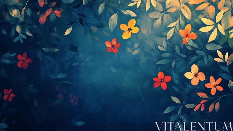 Blooming Dreams in Deep Teal Garden.