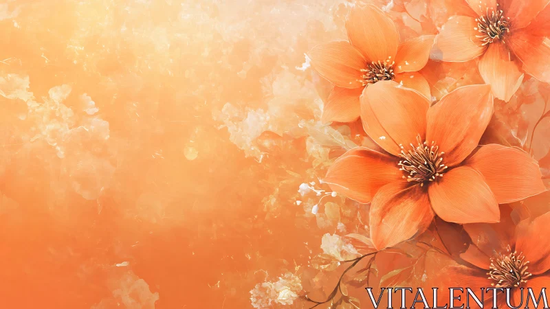 Soft orange blossoms drifting across luminous haze.