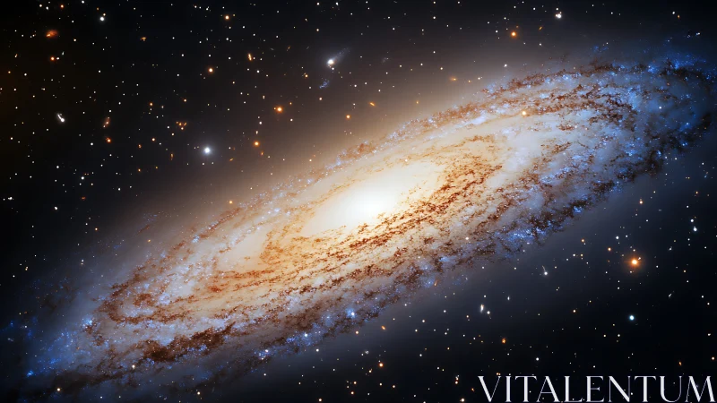 Spiral galaxy core glowing with dense starfields and dust lanes.