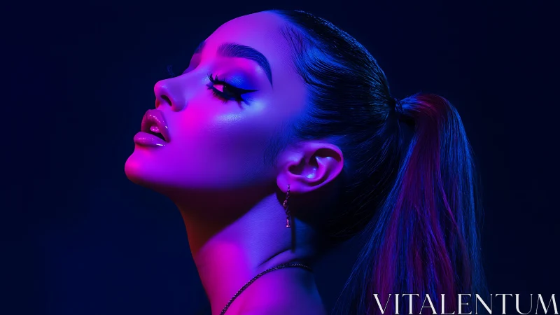 Neon-lit profile glows in electric magenta and deep sapphire.