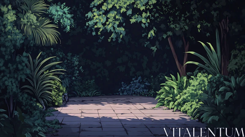 Overgrown Garden Courtyard: Digital Matte Painting Study.