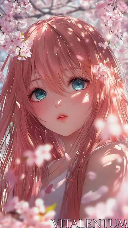 Soft spring daydream with a pink haired anime girl.