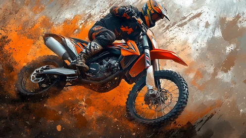 Off-road motorcycle rider leans into a controlled dirt slide