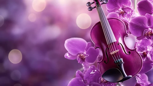 Violet violin drifts through orchid dreams and glowing bokeh.