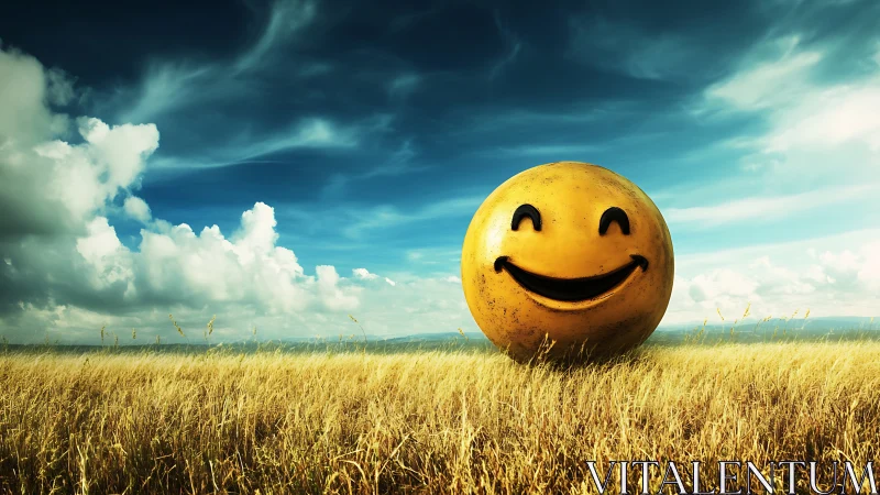 Gigantic smiling sun-orb gleams over wild golden prairie.