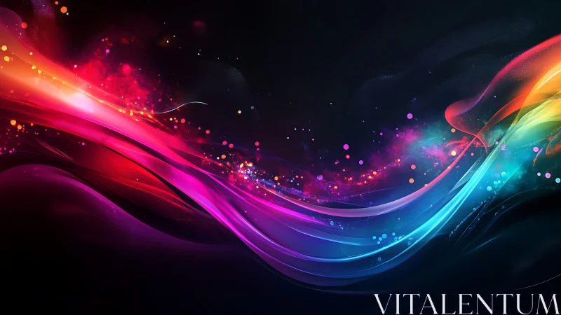 Glow of flowing rainbow light over a deep night sky.