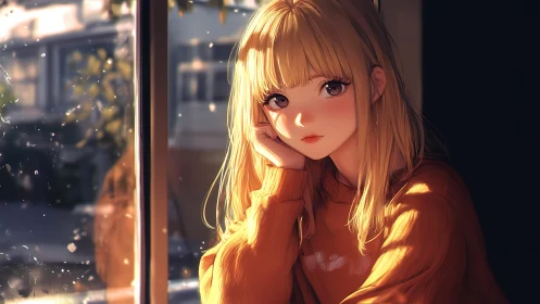 Backlit girl in warm ambient occlusion with soft rim lighting