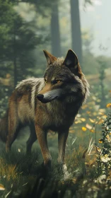 Gold-eyed forest sentinel pauses mid-step between shadows