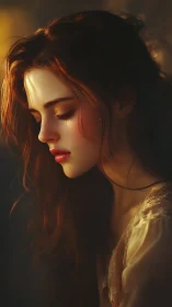 Soft golden portrait of quiet evening daydreaming.