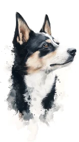 Gentle watercolor dog portrait gazes ahead with quiet hope