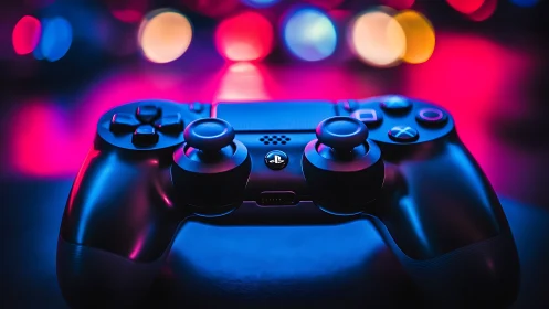 PlayStation DualShock Controller Rendered With Neon Ambient Lighting Setup