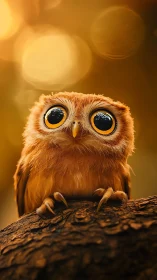 Macro portrait of stylized tawny owl with exaggerated ocular anatomy.