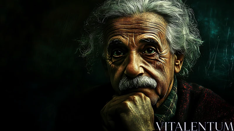 Elderly man with white hair in deep, thoughtful close up.