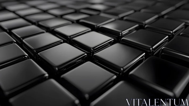 Glossy black square tiles forming sleek geometric grid.