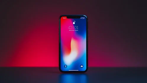 Modern smartphone displaying vibrant gradient lock screen wallpaper.