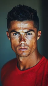 Steel-eyed athlete framed in cinematic close-up intensity.