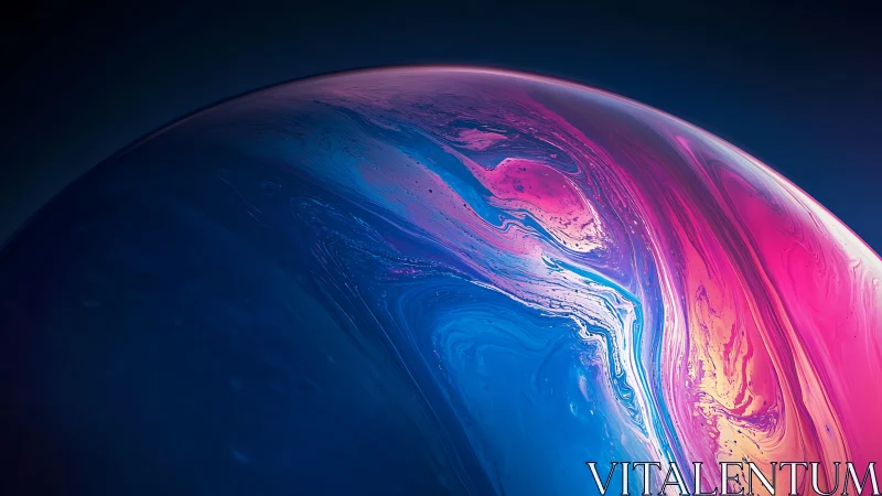 Colorful cosmic curve glows with swirling pink and blue light