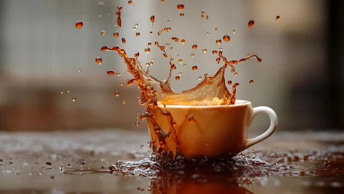 High-speed capture records liquid splash from ceramic cup