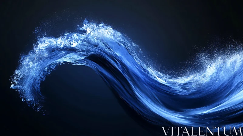 Surging blue energy wave arcs through a dark digital void