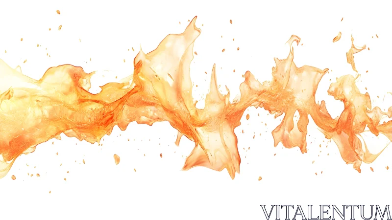 Dynamic orange liquid splash on white background, digital art.