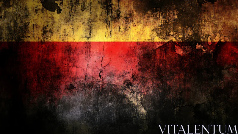 Weathered tricolor wall shows distressed industrial texture