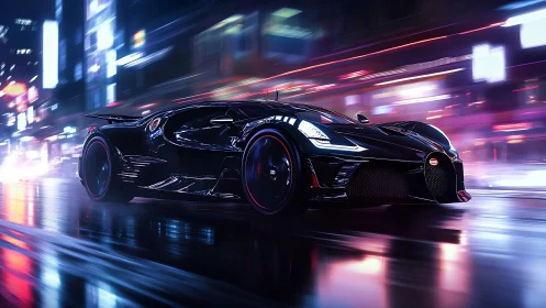 Night-slick hypercar slices neon rain like liquid lightning