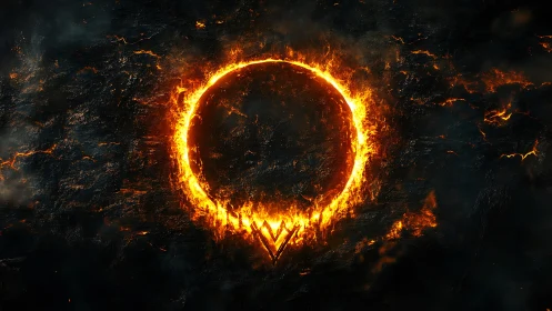 Fiery Ring Symbol Rising from Ashes and Ember
