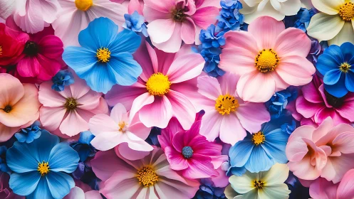 Vibrant cosmos flowers bloom in radiant symphony