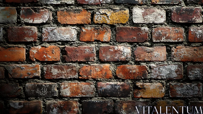 Aged Red Brick Wall with Weathered Texture in Natural Light.