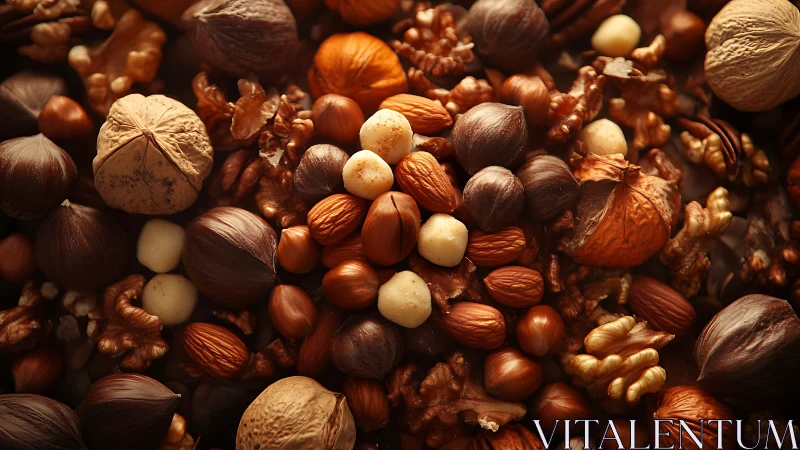 Mixed nuts closeup with rich brown textures and detail.