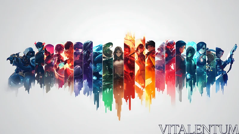 Spectrum of cyber heroes in fragmented waveform montage.