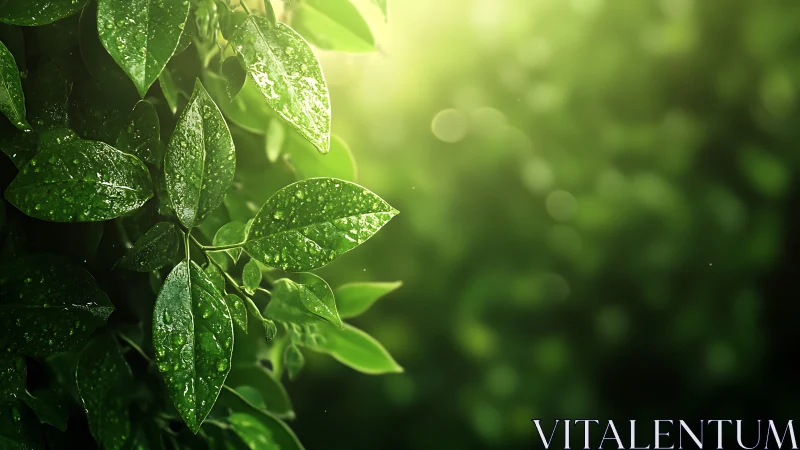 Morning droplets whisper across sunlit emerald leaves