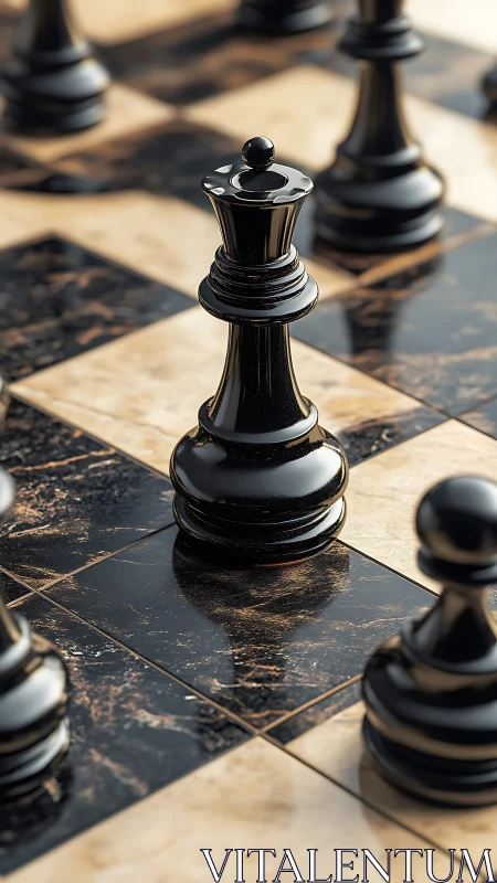 Quiet Power of the Black Queen on Marble Chessboard.