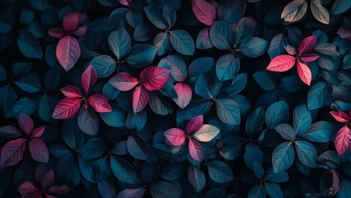 Moody teal and magenta leaves create a dreamy botanical veil