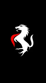 White dragon silhouette with red tongue on black field
