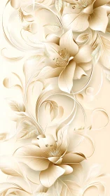 Elegant Cream Flowers: 3D Dimensional Art.