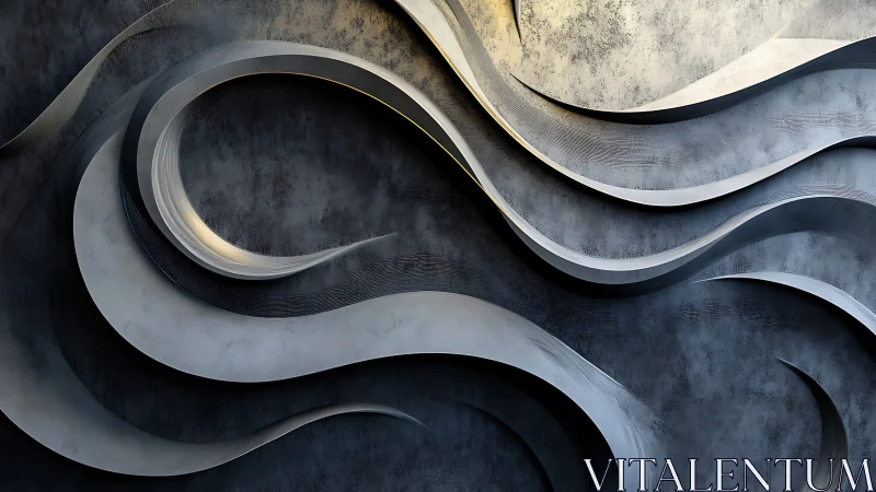 Layered metallic wave relief sculpts dynamic abstract surface