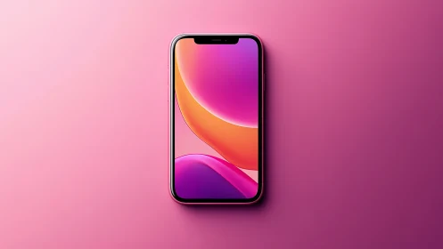 Modern Smartphone With Vibrant Gradient Wallpaper Design.