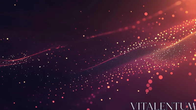 Abstract glowing particles wave in motion, digital art style.