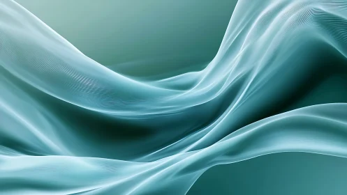 Teal translucent waves form smooth flowing abstract fabric field