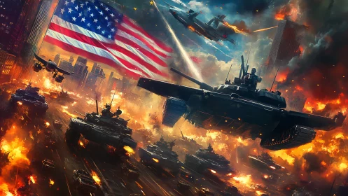 Blazing City Armored Thunder Beneath a Shattered Sky.