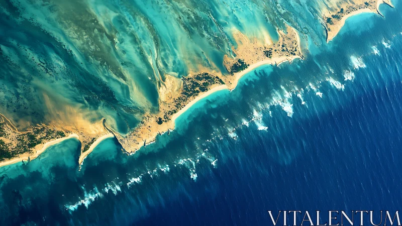 Coastline ripples drift like painted tides along sapphire edge