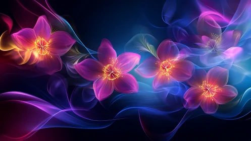 Neon Orchids Blooming in Digital Space.