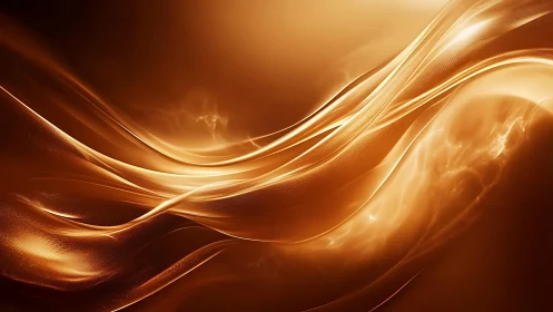 Radiant golden abstract waves in flowing digital art style.