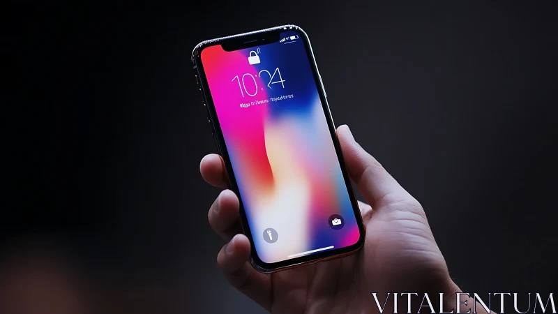 Premium smartphone displaying gradient lock screen interface.