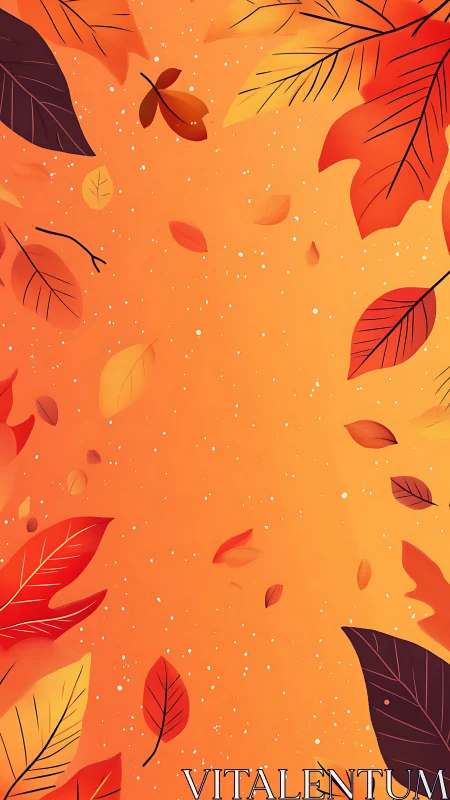 Autumn foliage border in warm gradient digital illustration.