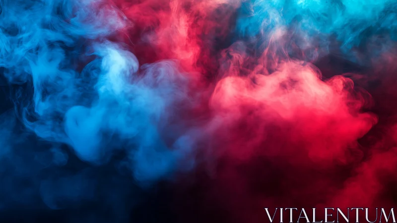 Colored smoke plumes merge in red and blue light field